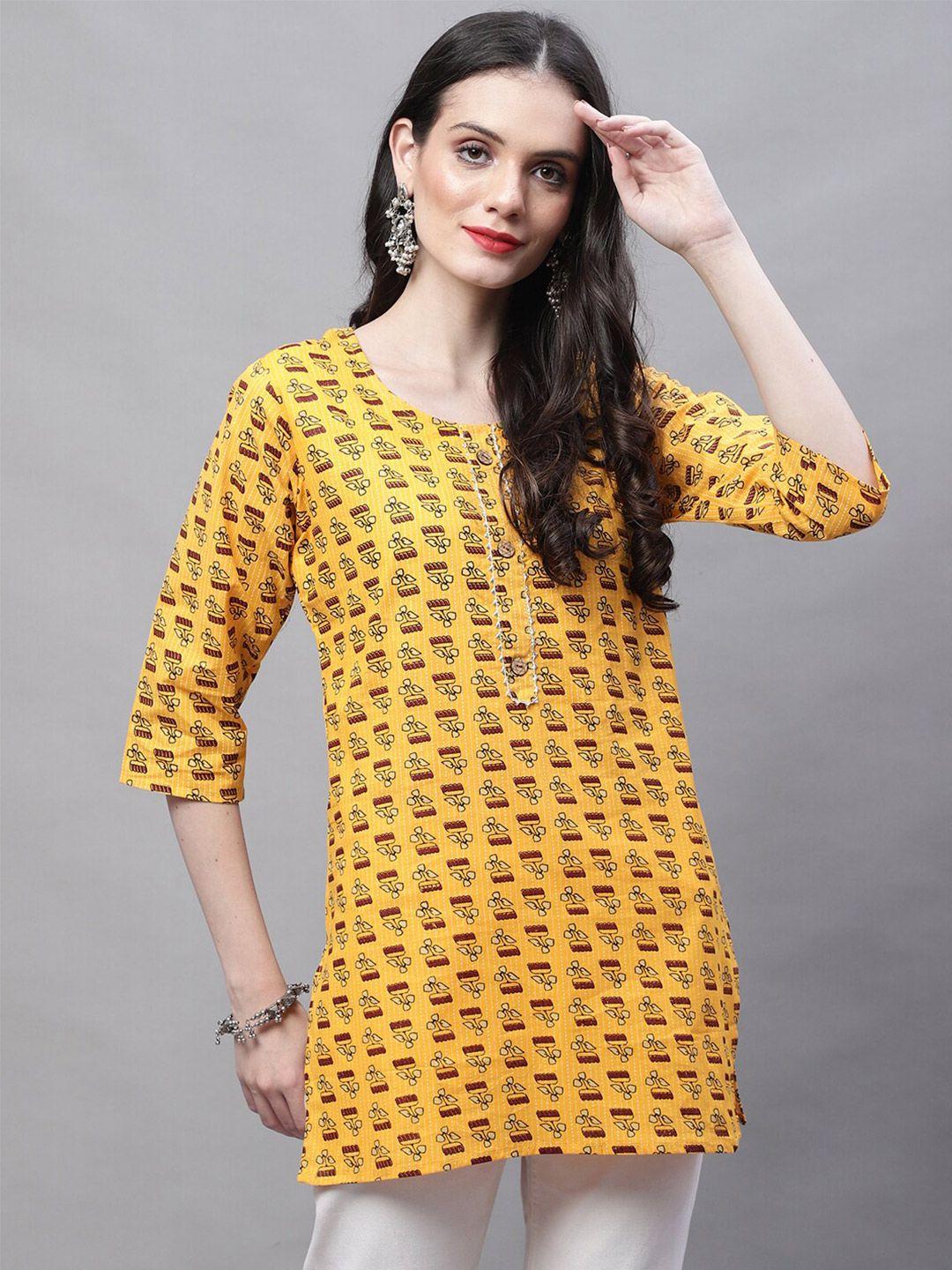 soundarya ethnic motif printed gotta patti pure cotton kurti