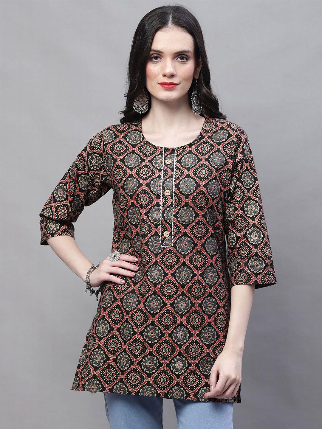 soundarya ethnic motifs printed gotta patti pure cotton kurti