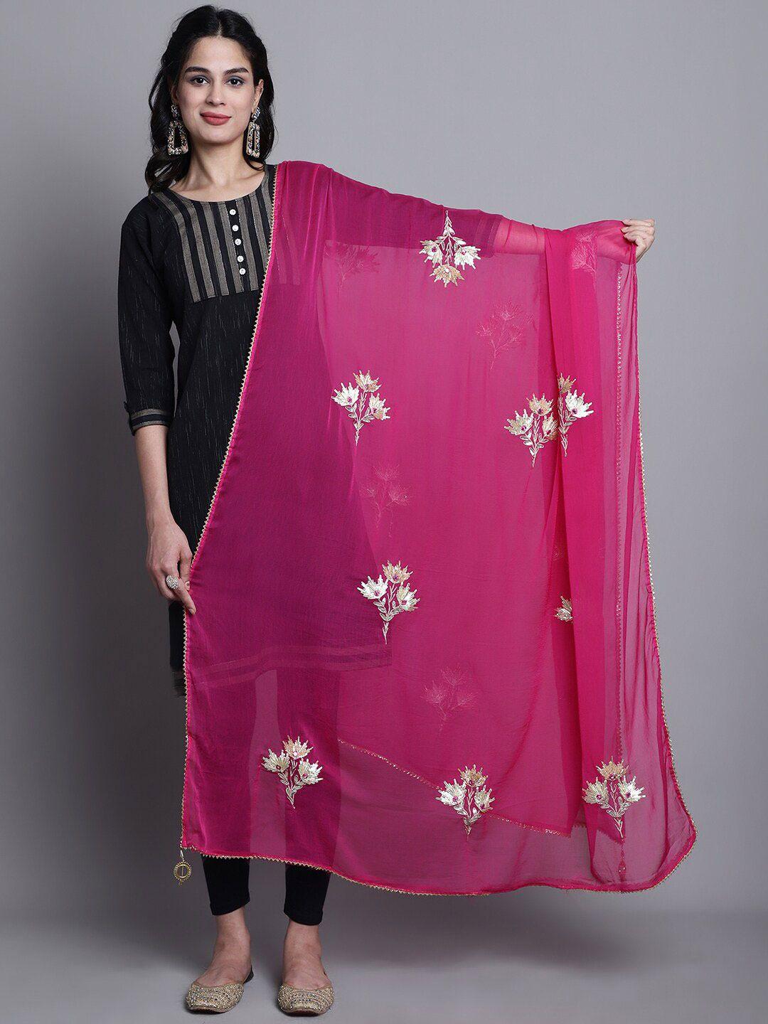 soundarya floral embroidered dupatta with gotta patti