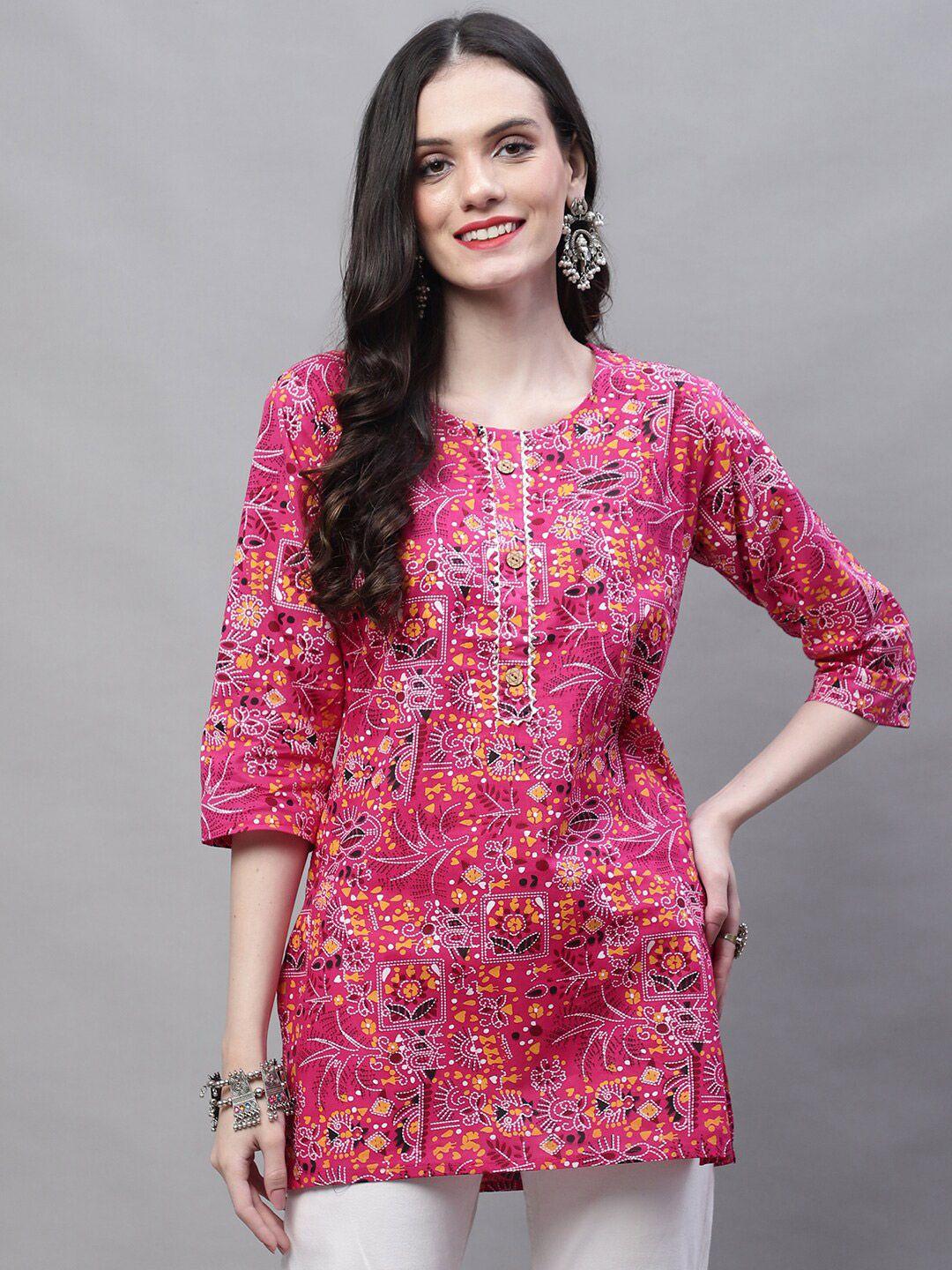 soundarya floral printed gotta patti pure cotton kurti