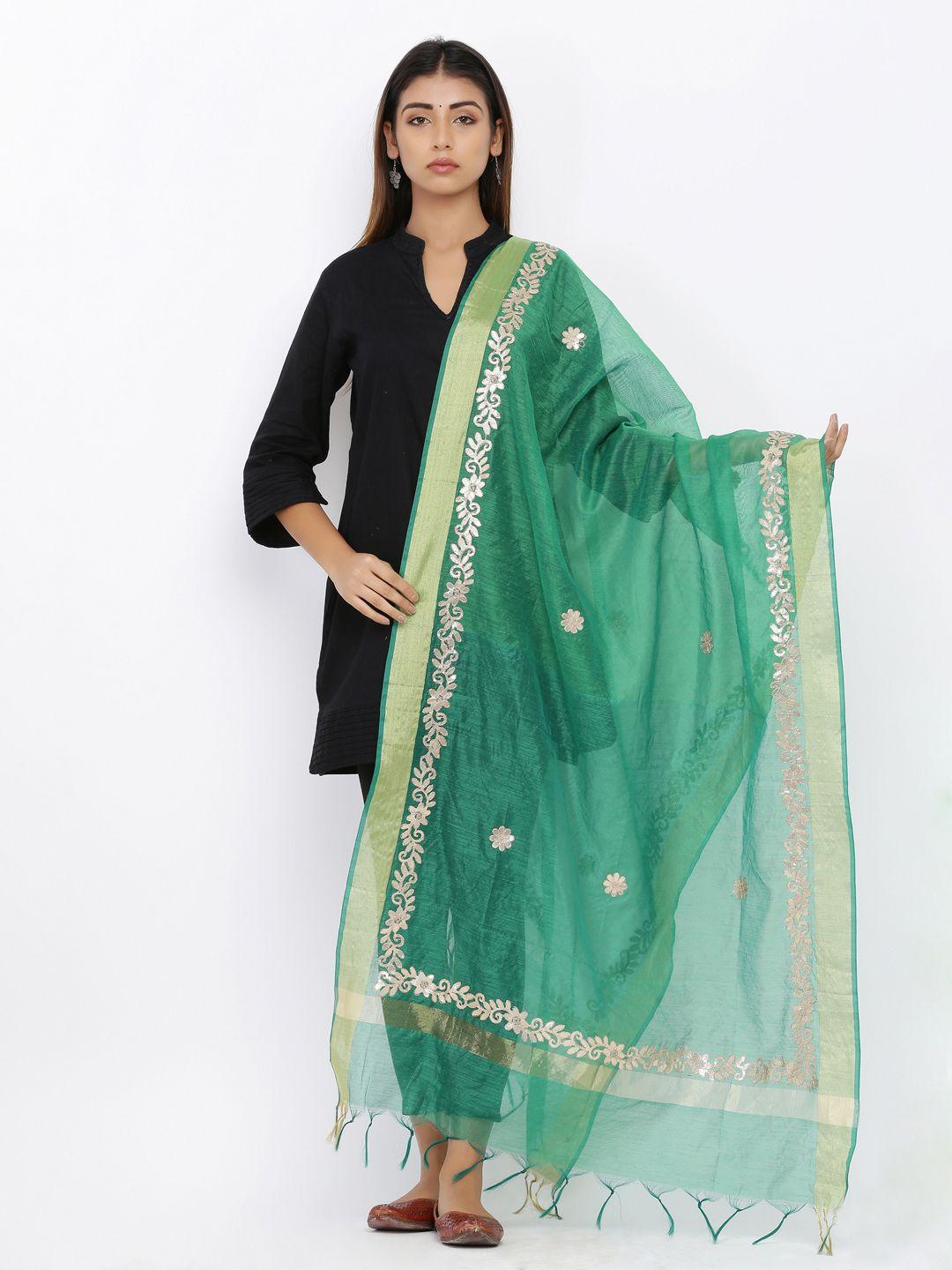 soundarya green embroidered dupatta