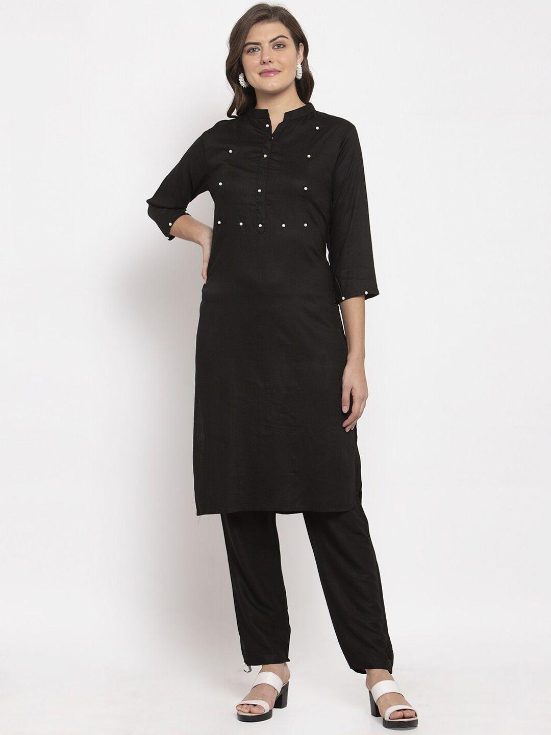 soundarya mandarin collar beads and stones kurta with trousers