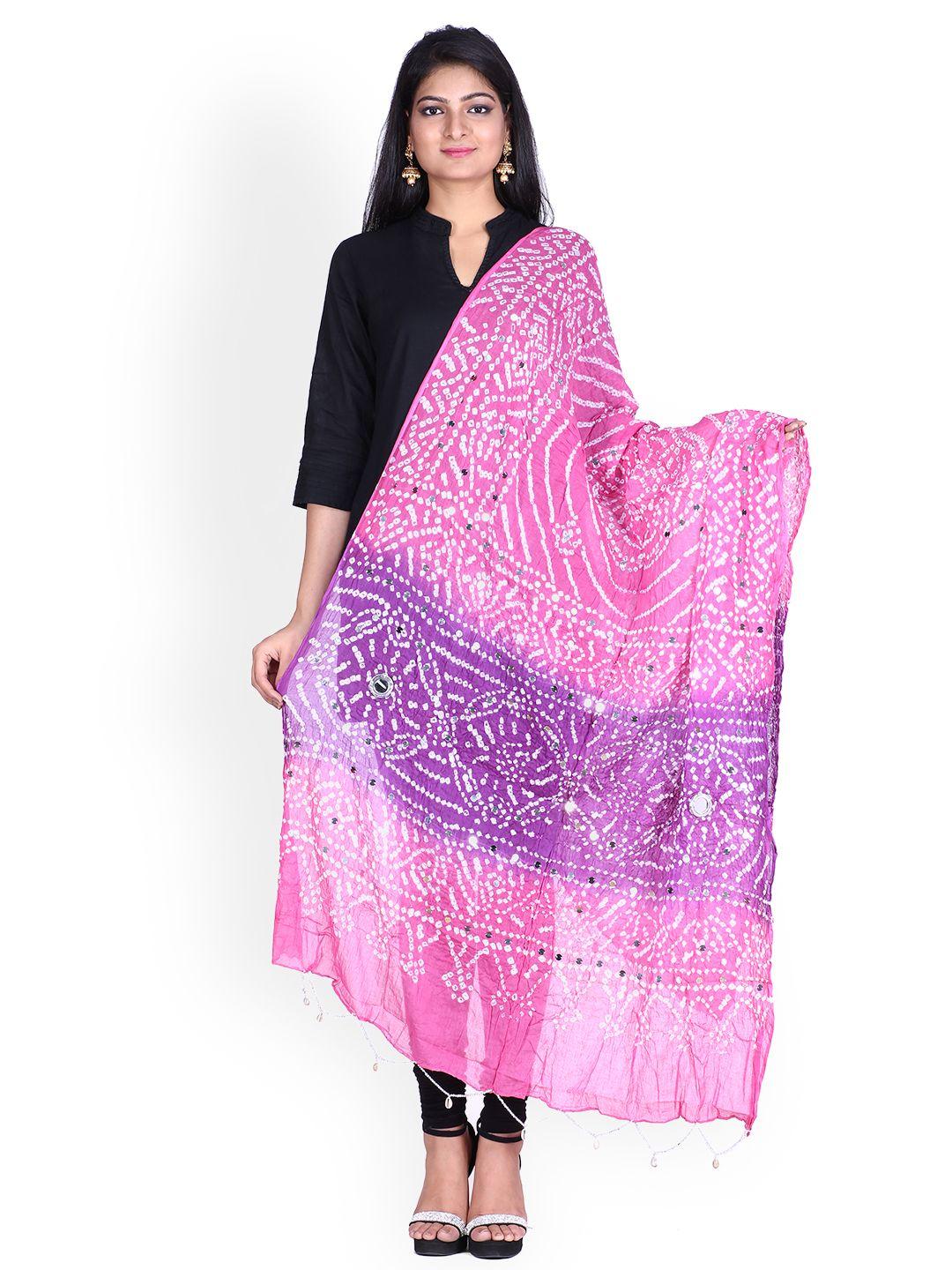 soundarya pink & purple dyed pure cotton dupatta