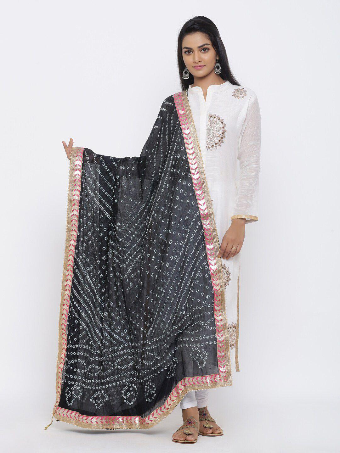 soundarya printed art silk bandhani dupatta with gotta patti