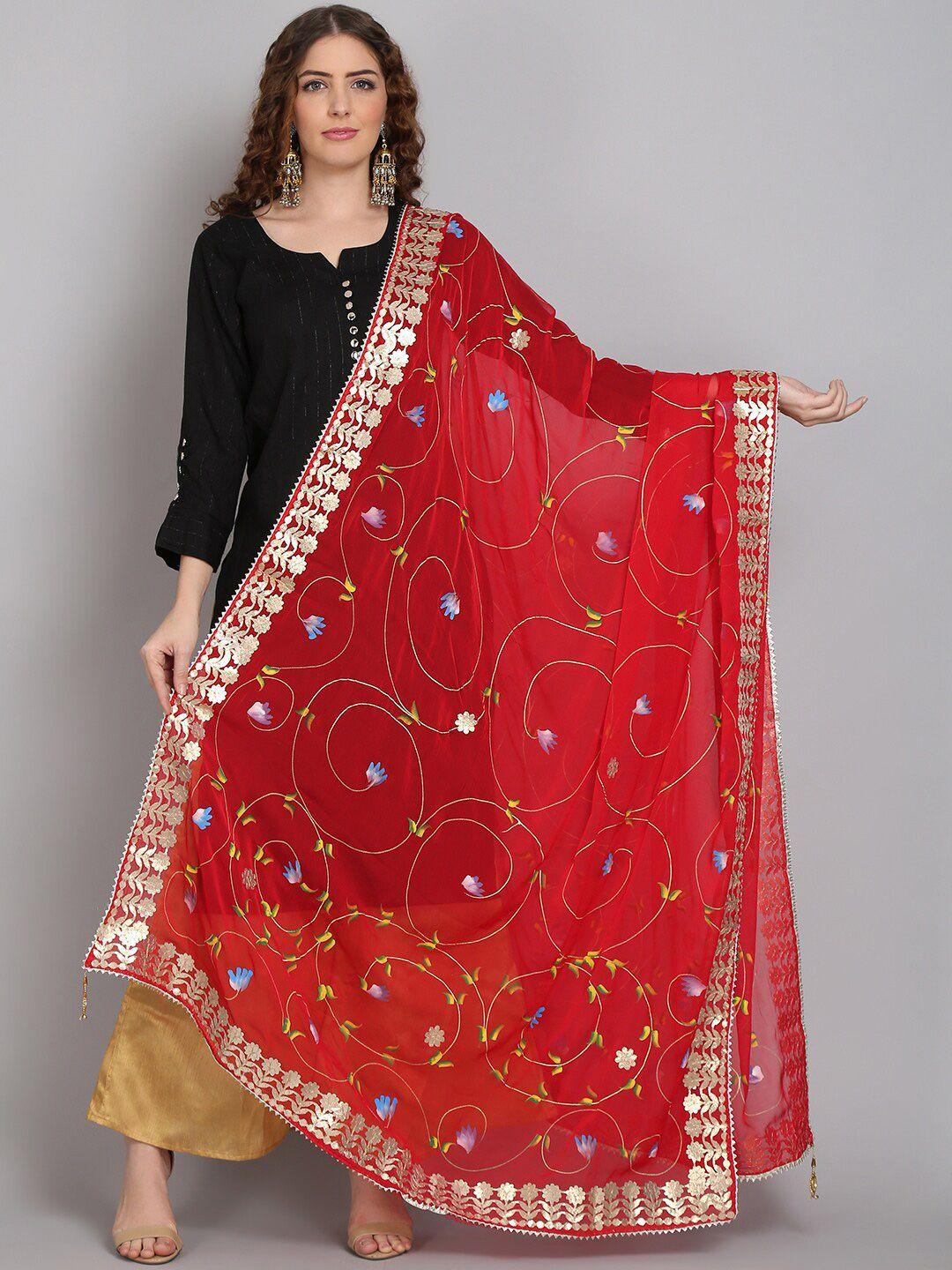 soundarya printed block print dupatta with gotta patti