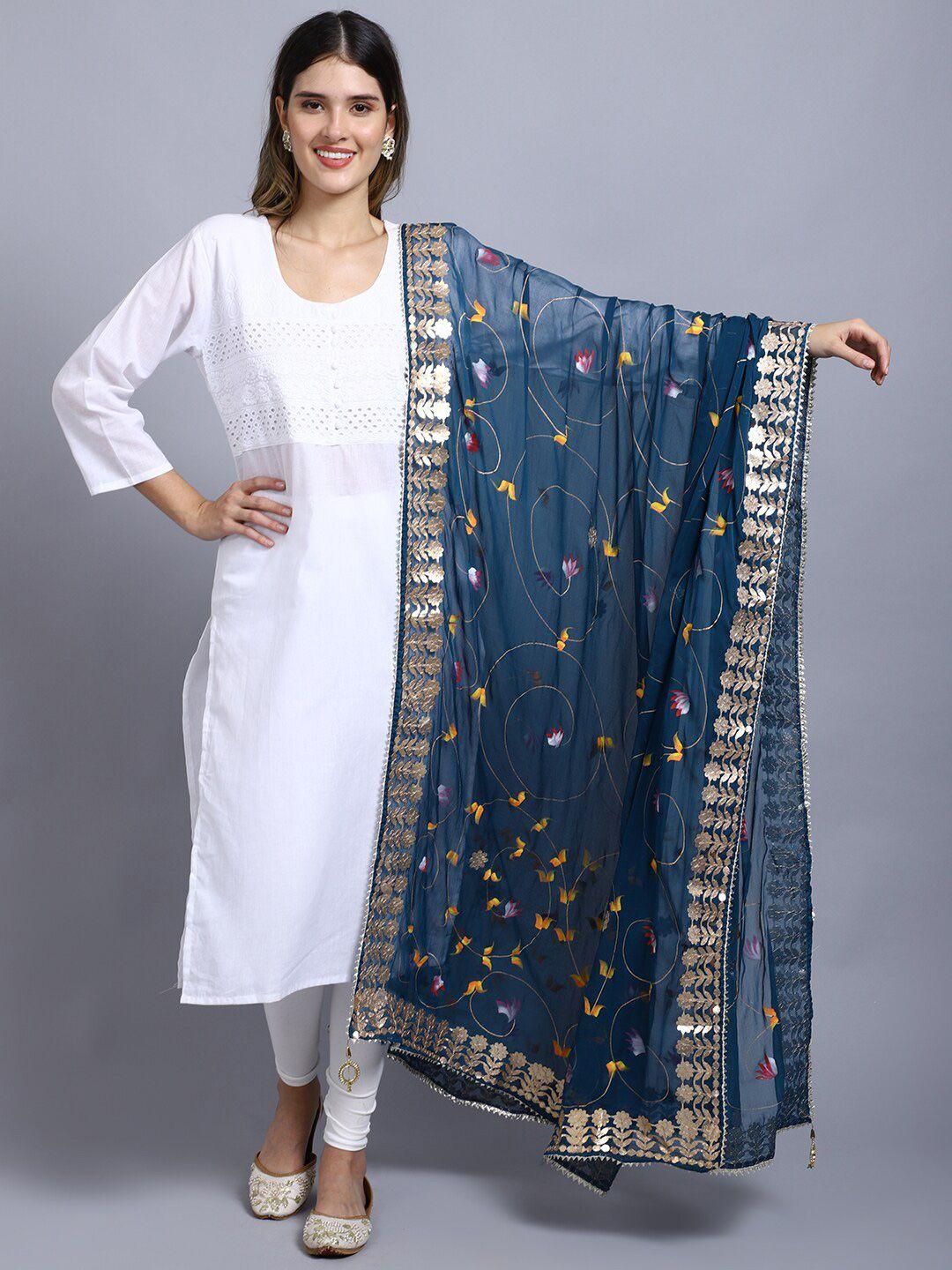 soundarya printed block print dupatta with gotta patti