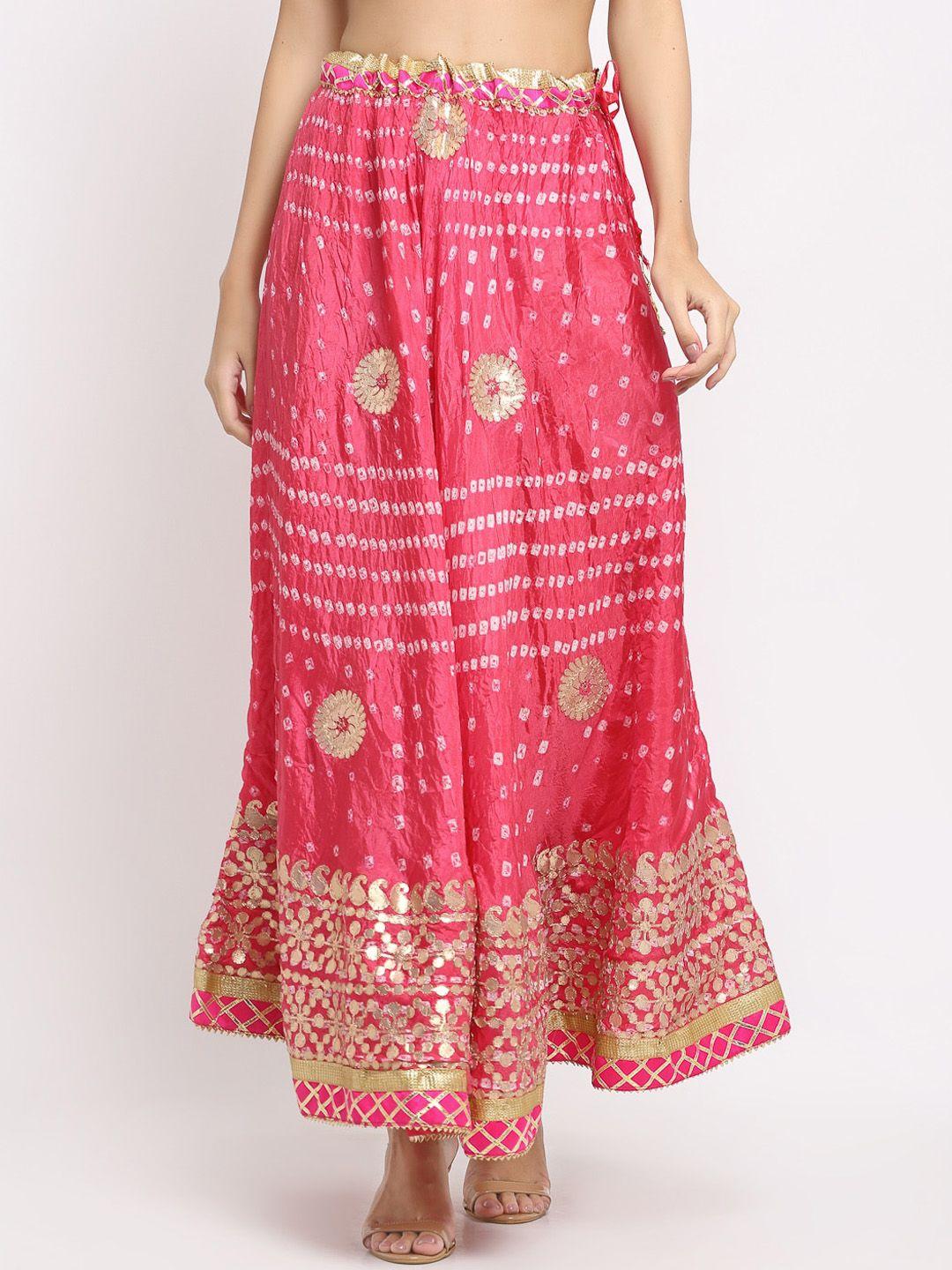 soundarya printed gota patti flared maxi skirts