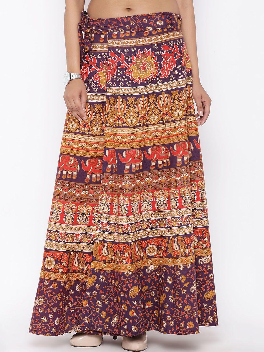 soundarya printed pure cotton wrap maxi skirt