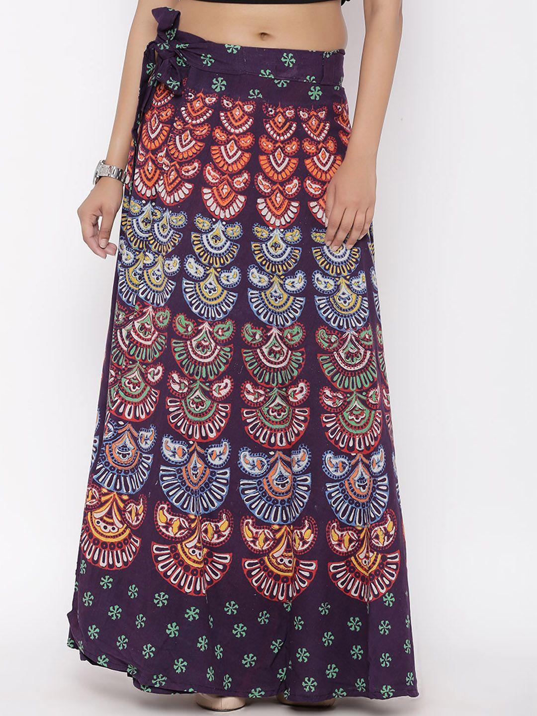 soundarya printed pure cotton wrap maxi skirt