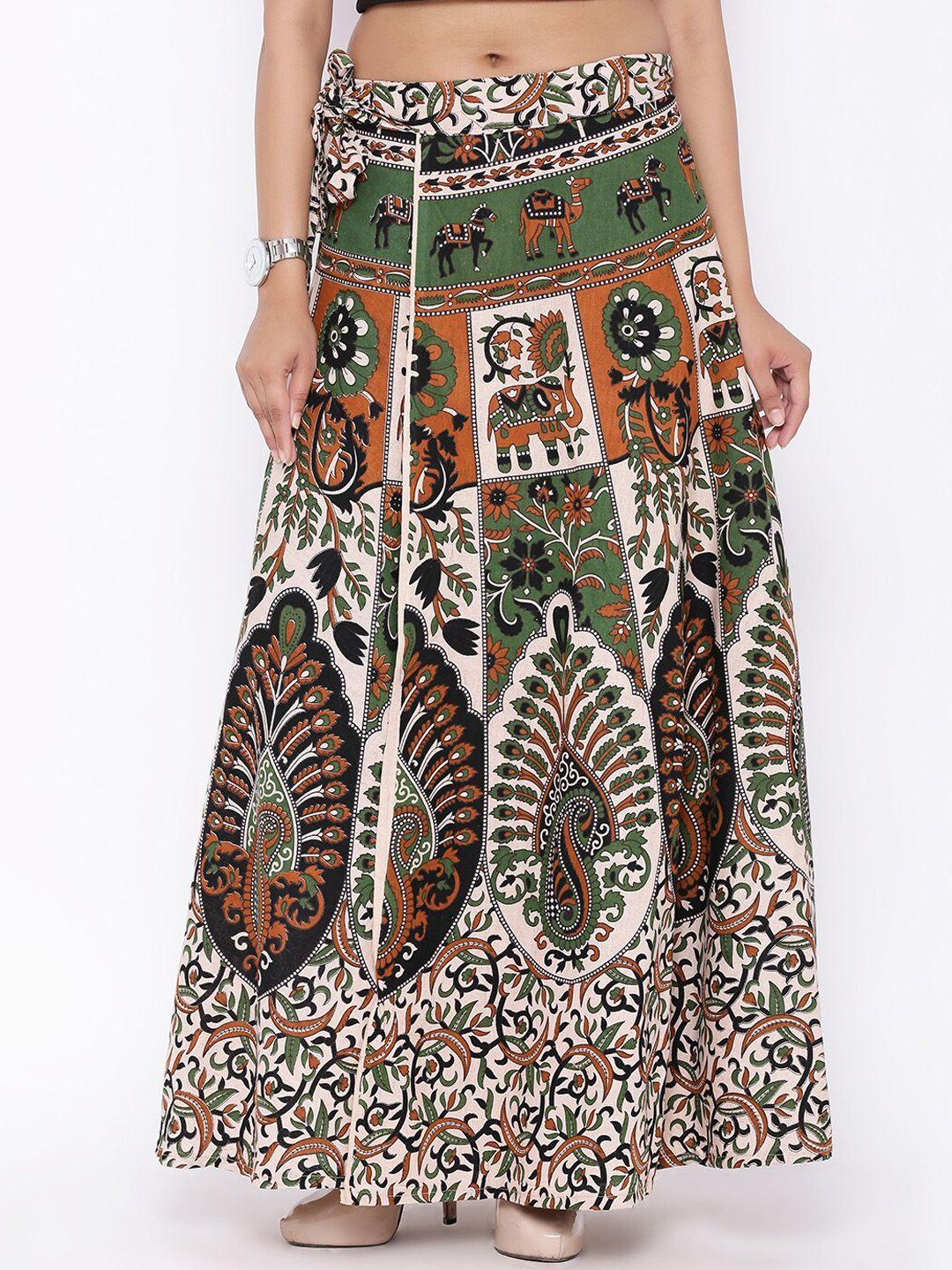 soundarya printed pure cotton wrap maxi skirt