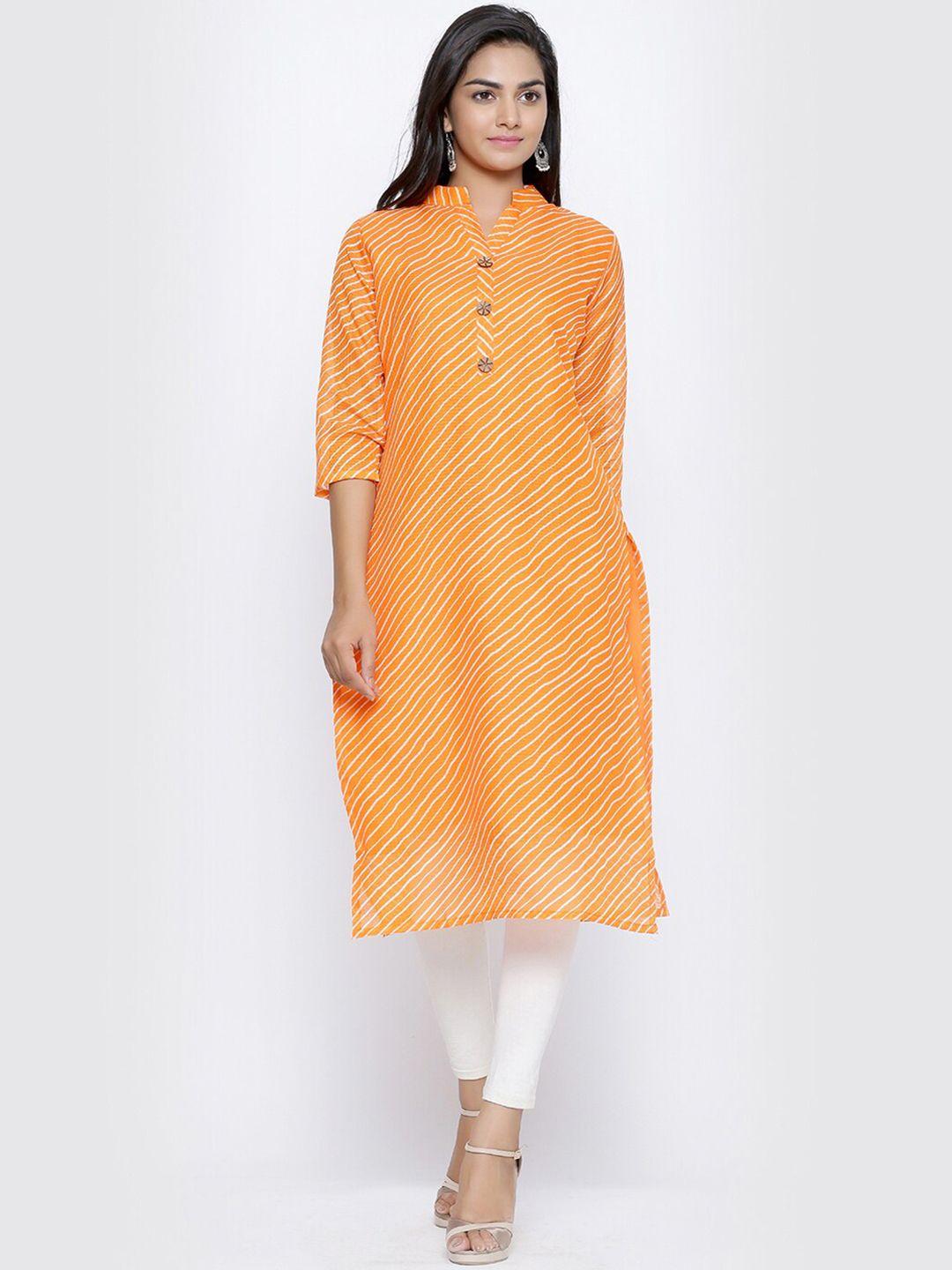 soundarya striped mandarin collar cotton kurta