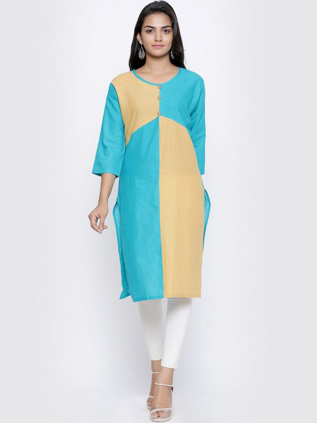 soundarya women colourblocked cotton kurta