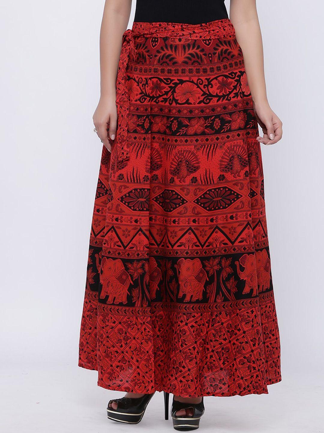 soundarya women printed wrap-around maxi skirt