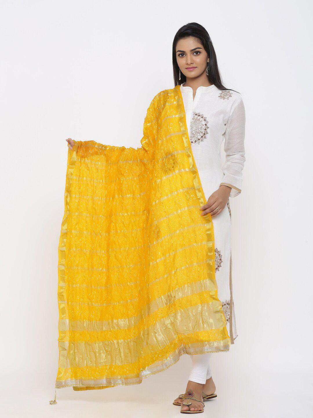 soundarya woven design art silk bandhani dupatta with gotta patti