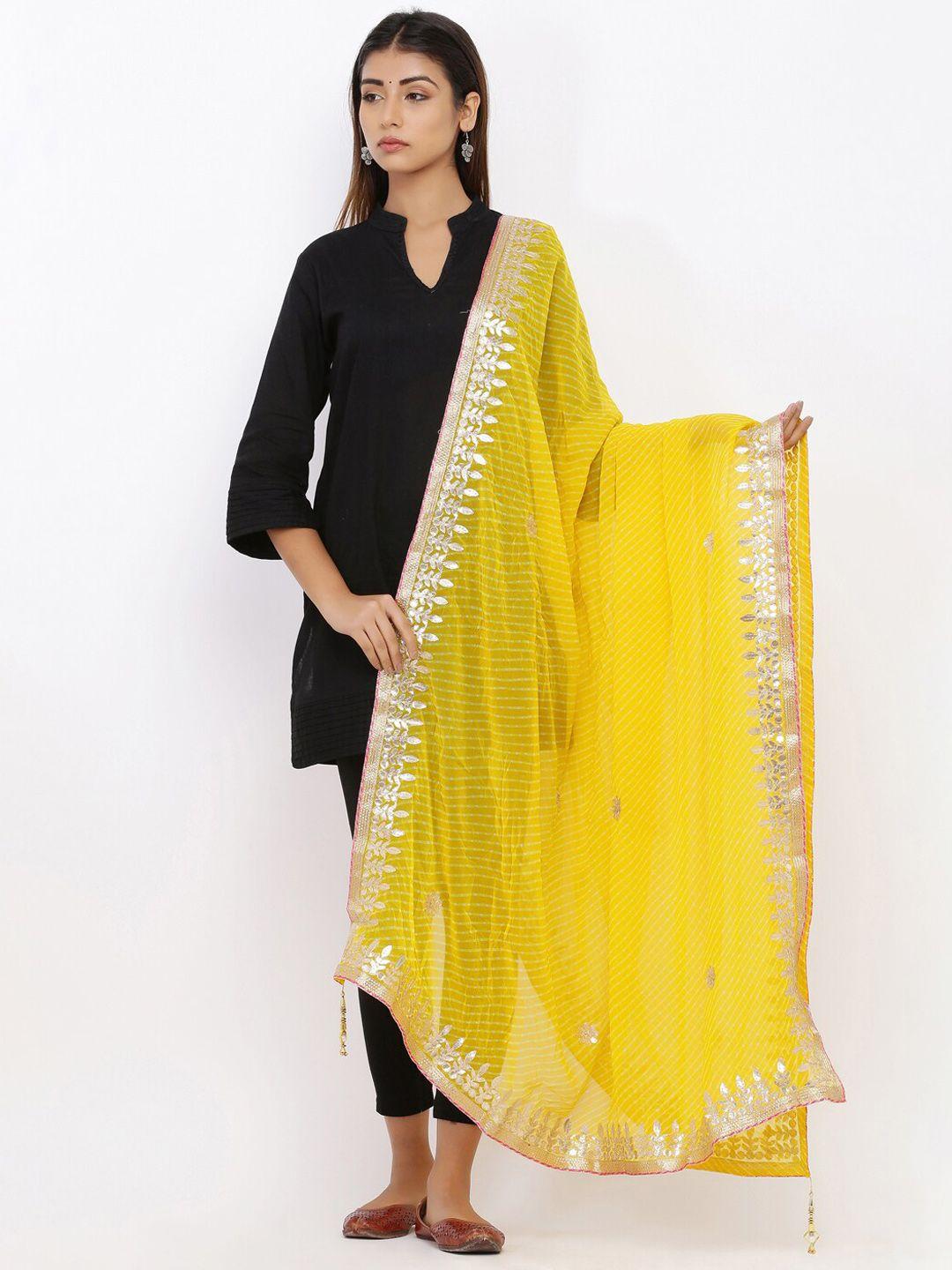 soundarya yellow printed dupatta