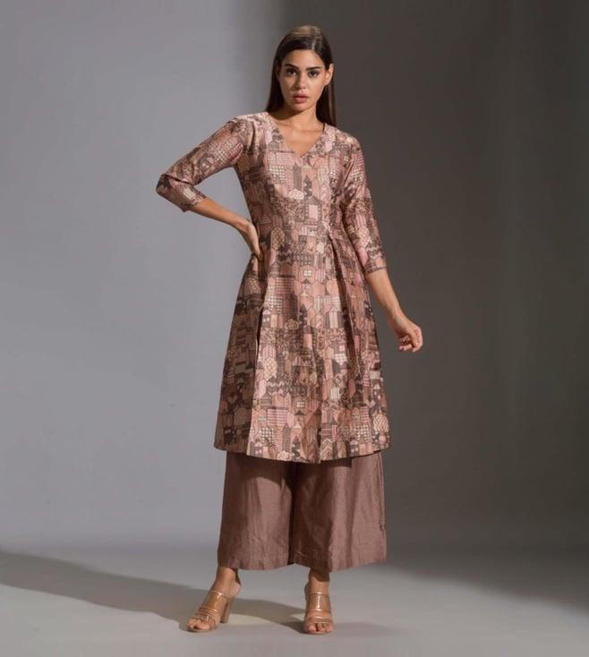 soup by sougat paul beige maskan kurta and palazzo set