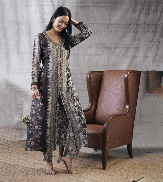 soup by sougat paul brown dilara embroidered kurta with pant