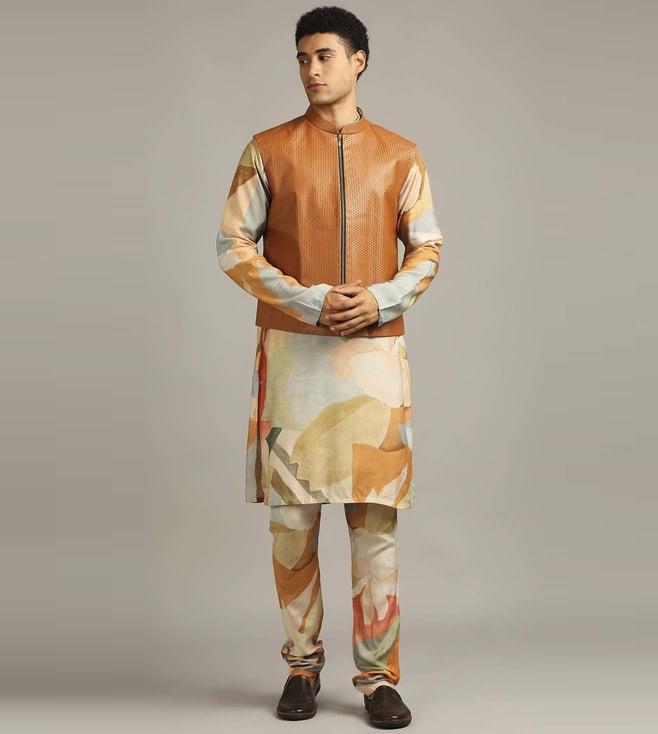 soup by sougat paul conversational printed bundi with kurta set