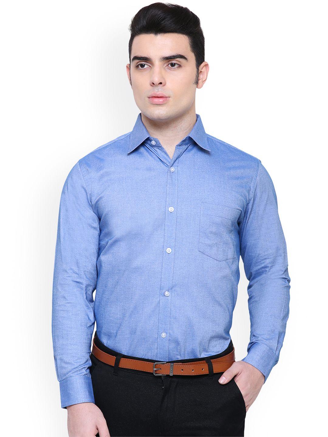 southbay men blue slim fit solid formal shirt