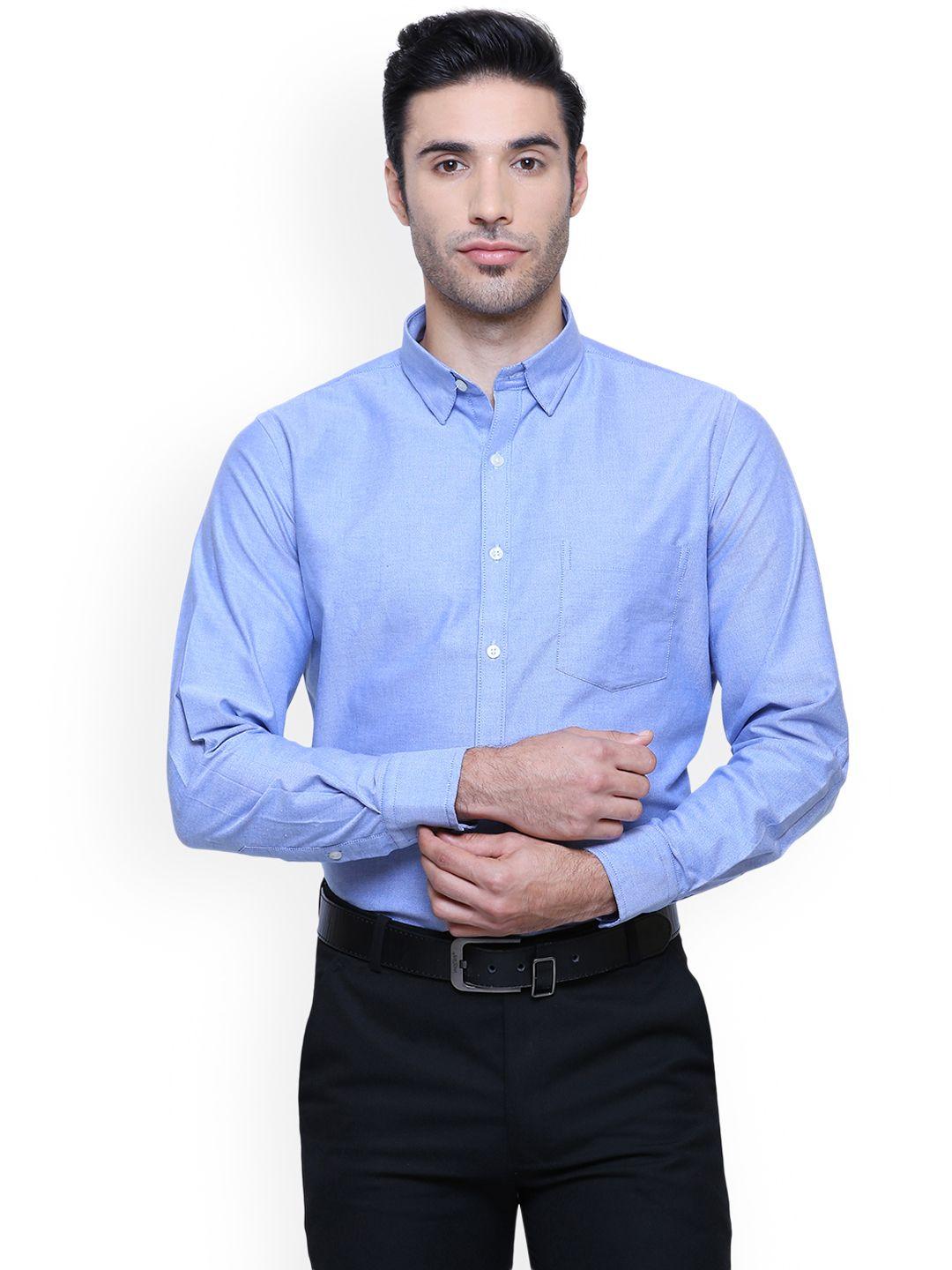 southbay men blue smart slim fit solid formal shirt