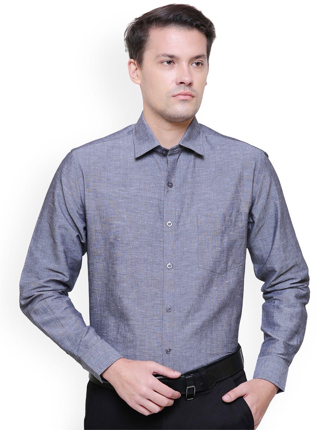 southbay men grey smart slim fit solid formal shirt