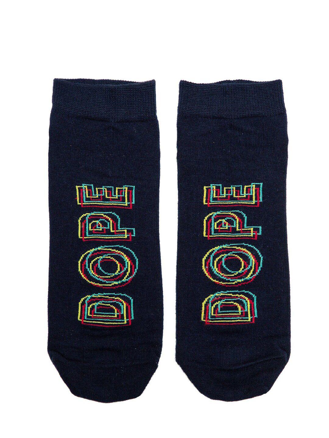 soxytoes navy blue & yellow patterned ankle-length socks