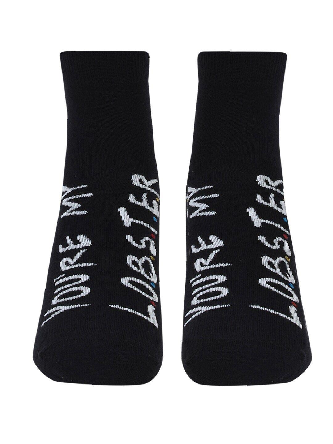soxytoes unisex black & white patterned pure combed cotton ankle length socks