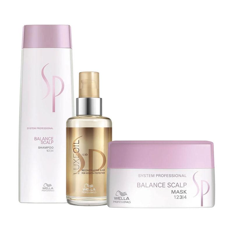 sp balance scalp shampoo, mask and hair oil combo for sensitive scalp