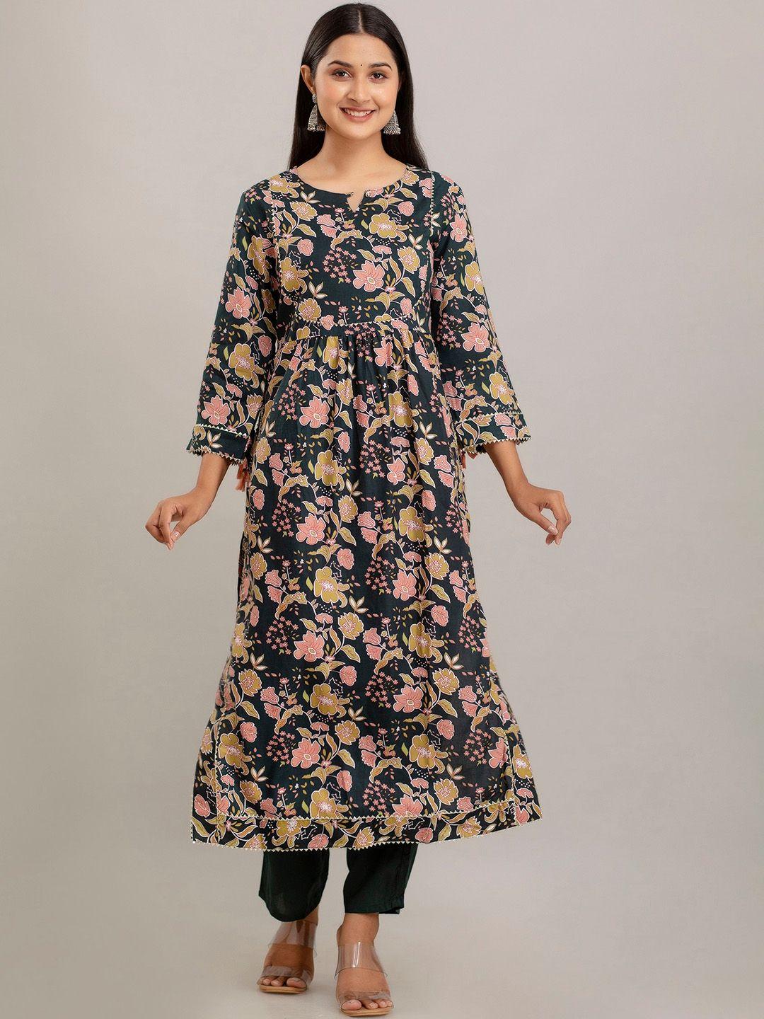 sp designs floral printed a-line kurta with trousers