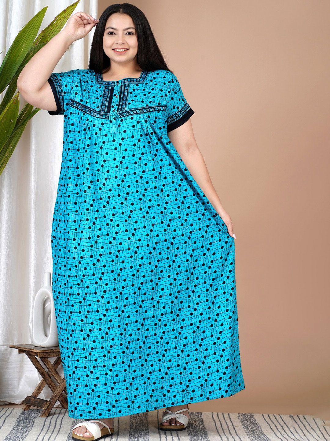 sp designs plus size abstract printed pure cotton maxi nightdress