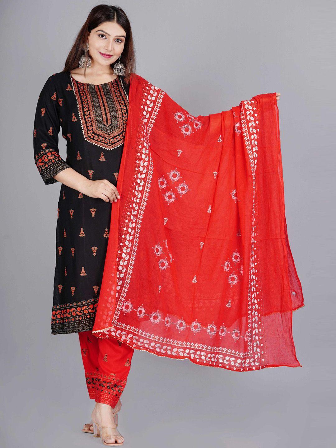 sp designs women ethnic motifs printed gotta patti kurta with trousers & dupatta