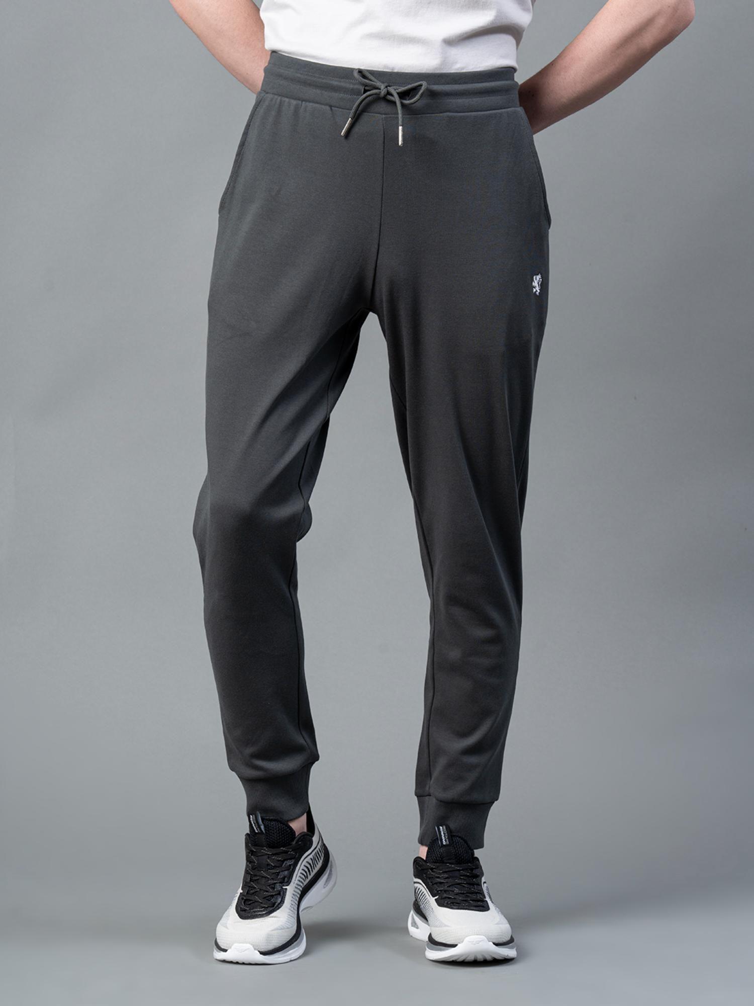 space grey solid cotton poly spandex men's joggers