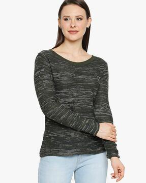 space-dyed round-neck pullover