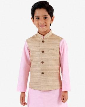 space-dyed nehru jacket with welt pockets