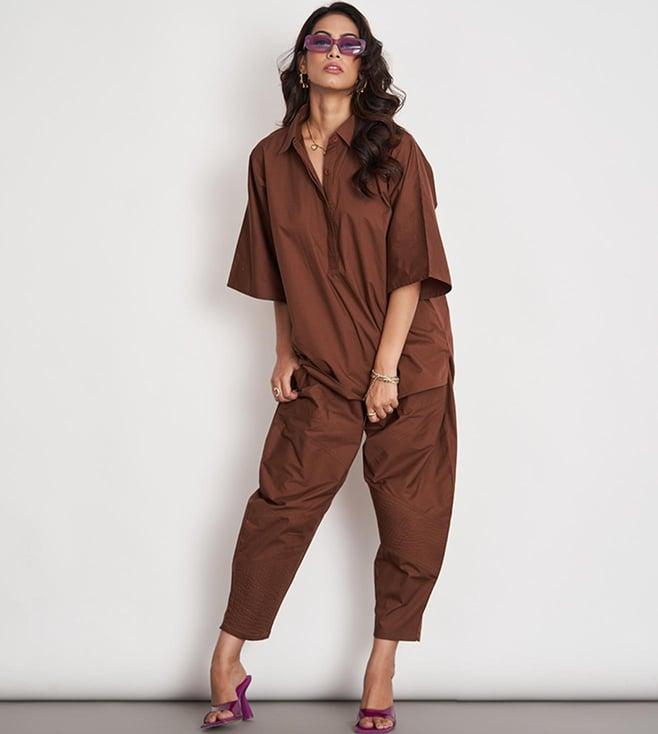 space lines downtown brown summer lush ikigai top and pant