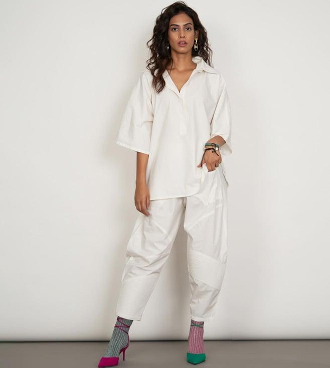space lines white summer lush ikigai top and pant