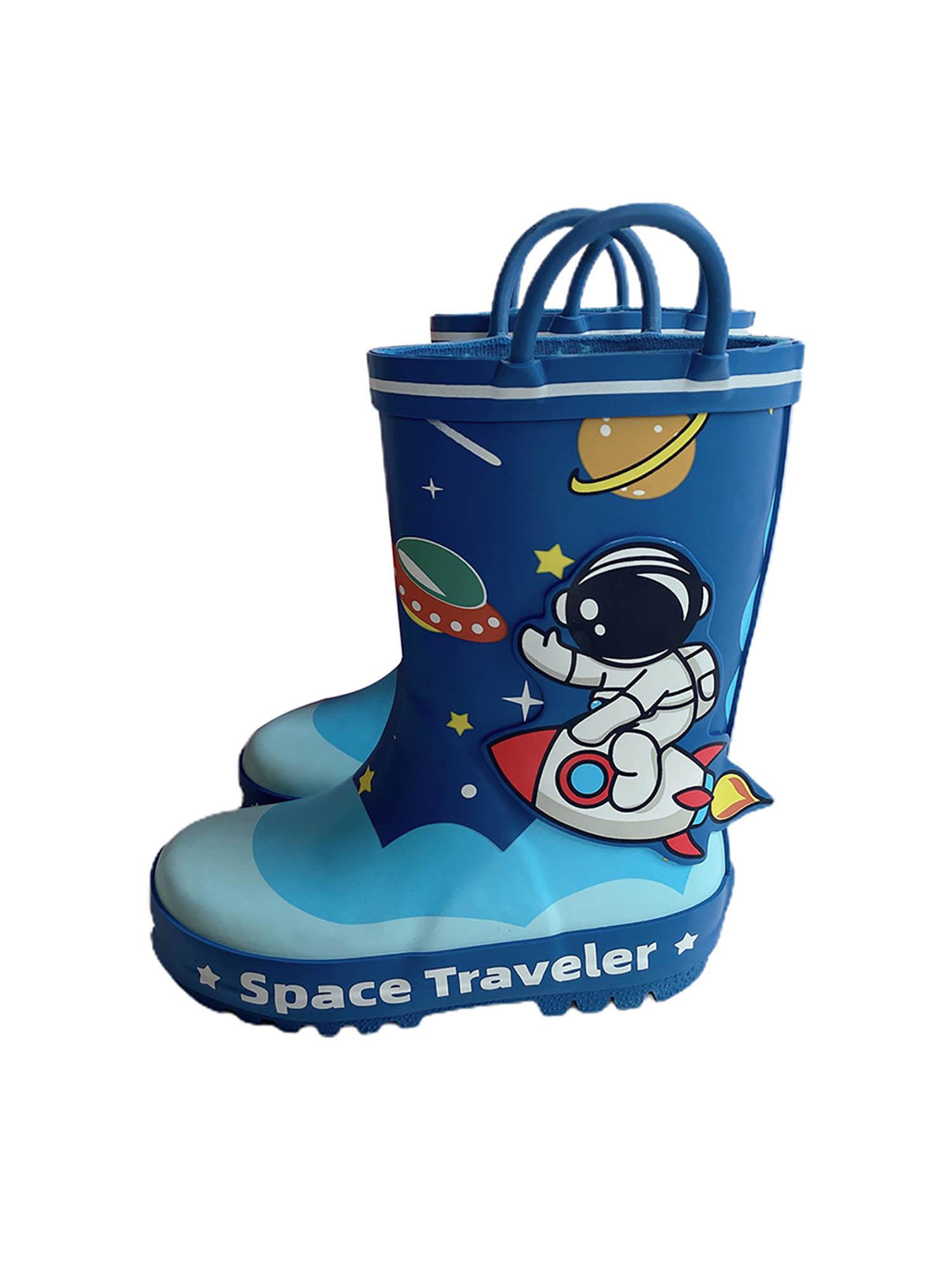 space traveller waterproof flexible rubber rain gumboots blue