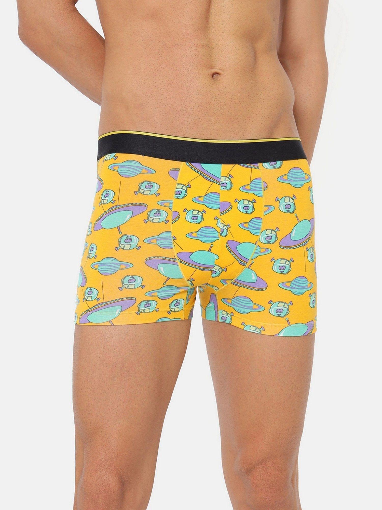 spacepunks yellow printed modal trunks for men