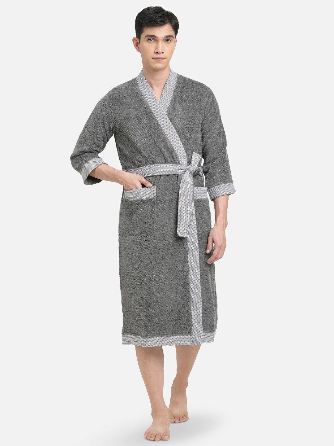 spaces exotica grey pure cotton bath robe