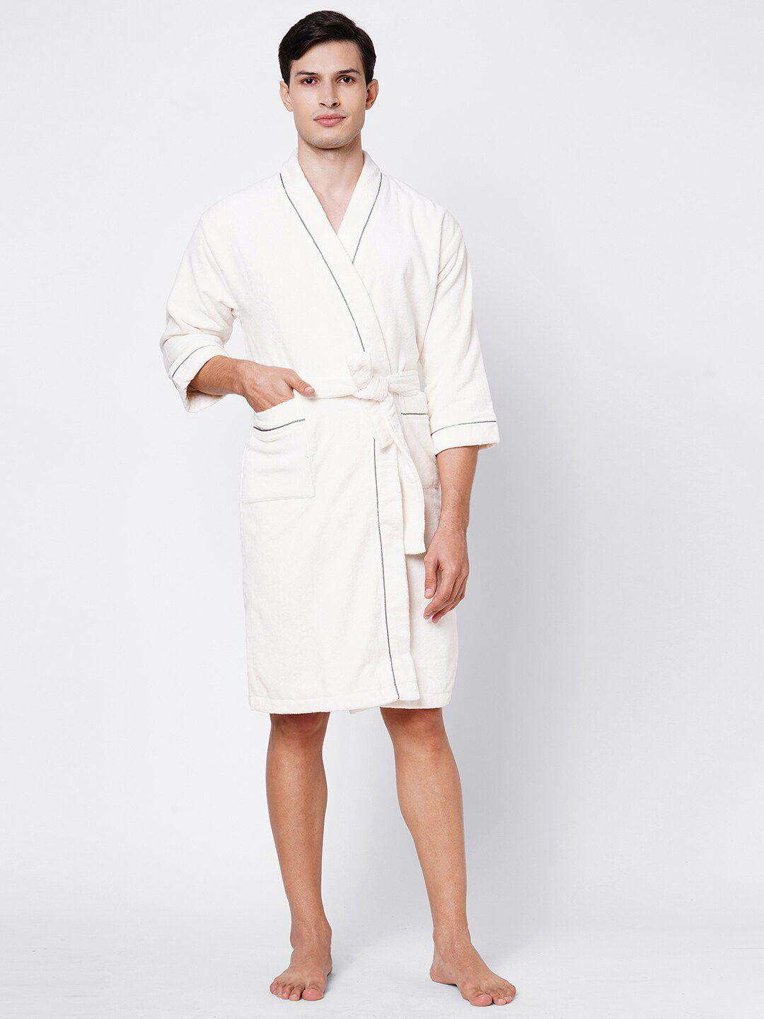 spaces exotica white pure cotton bath robe