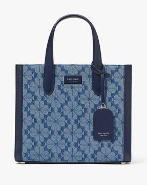 spade flower jacquard denim manhattan tote bag