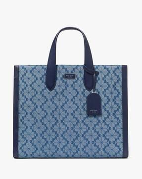 spade flower jacquard denim manhattan tote bag