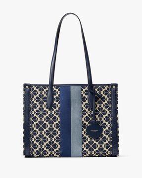 spade flower jacquard stripe market tote bag