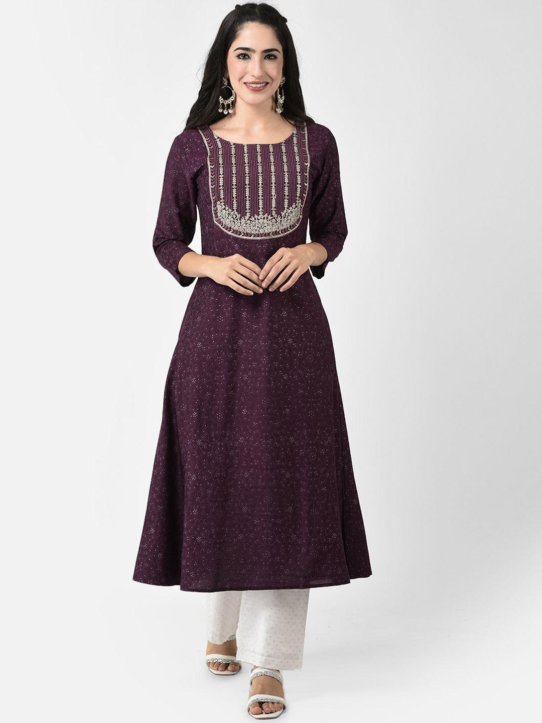 span bandhani printed thread work a-line kurta