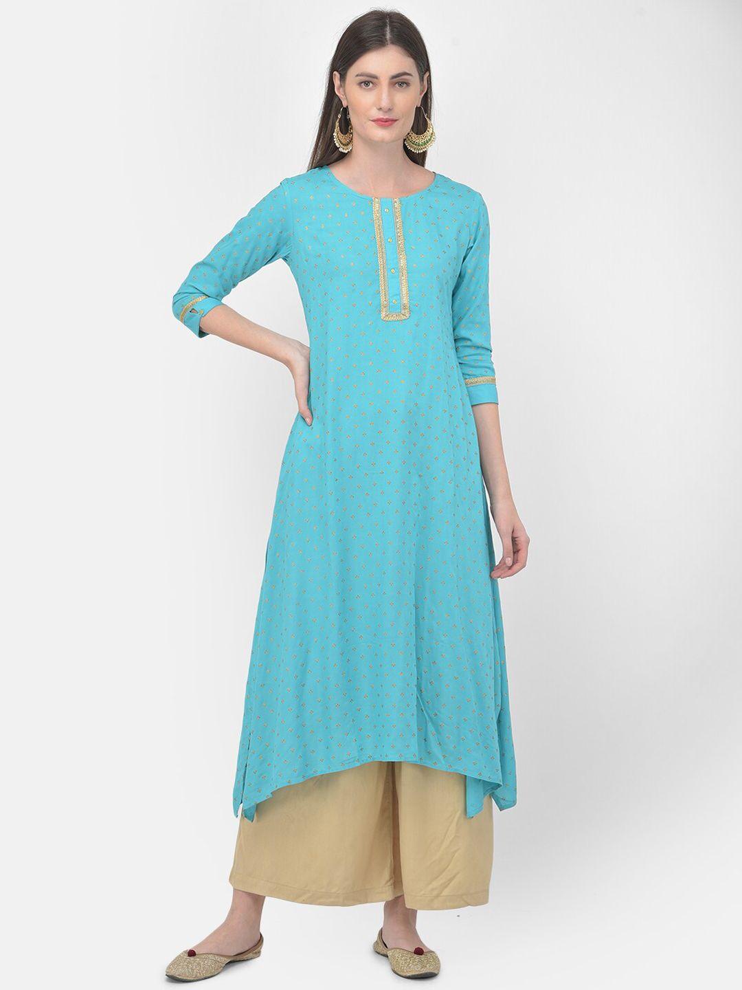 span ethnic motifs embroidered sequined curved a-line kurta