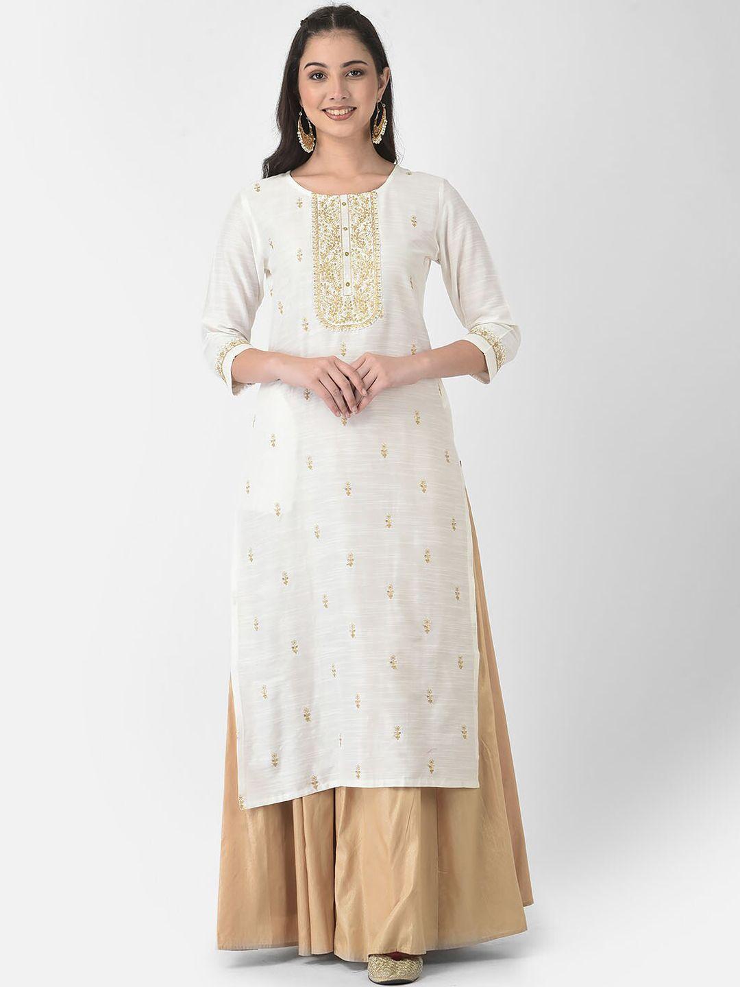 span ethnic motifs embroidered sequinned cotton silk kurta