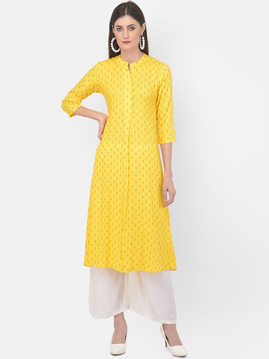 span ethnic motifs printed band collar kurta