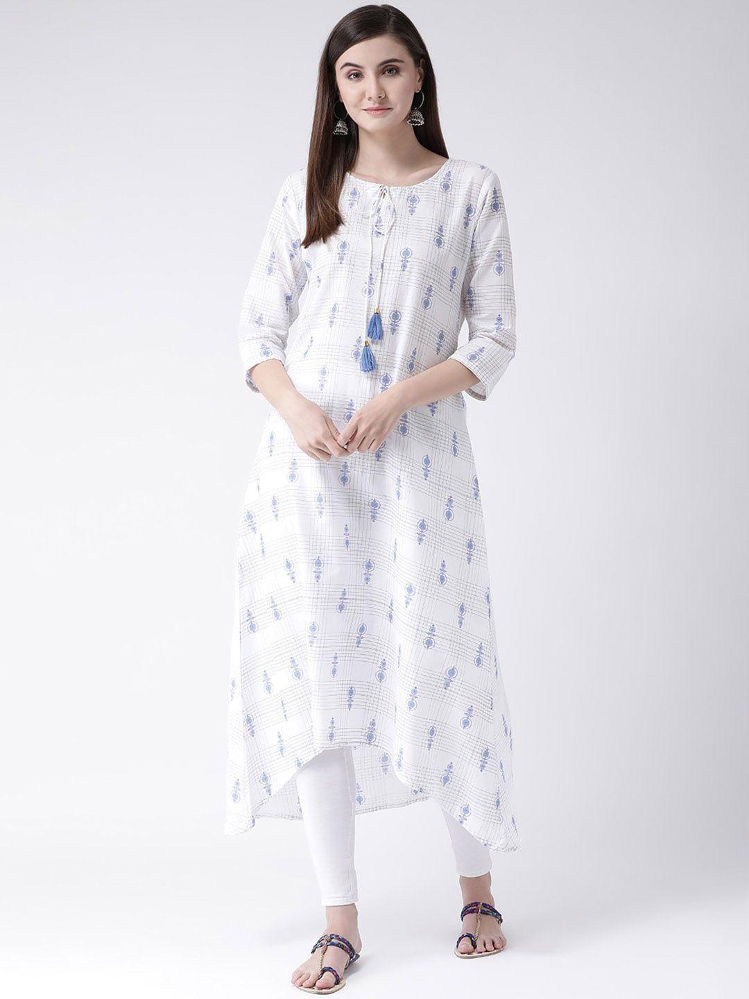 span ethnic motifs printed pure cotton anarkali kurta