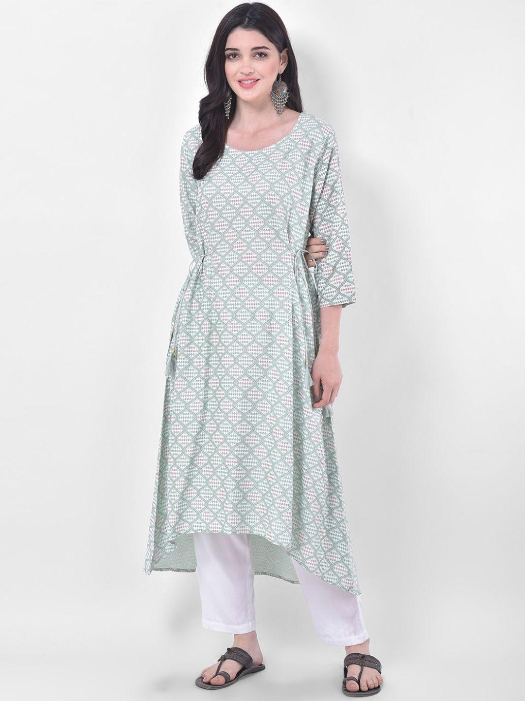 span ethnic motifs printed pure cotton kurta