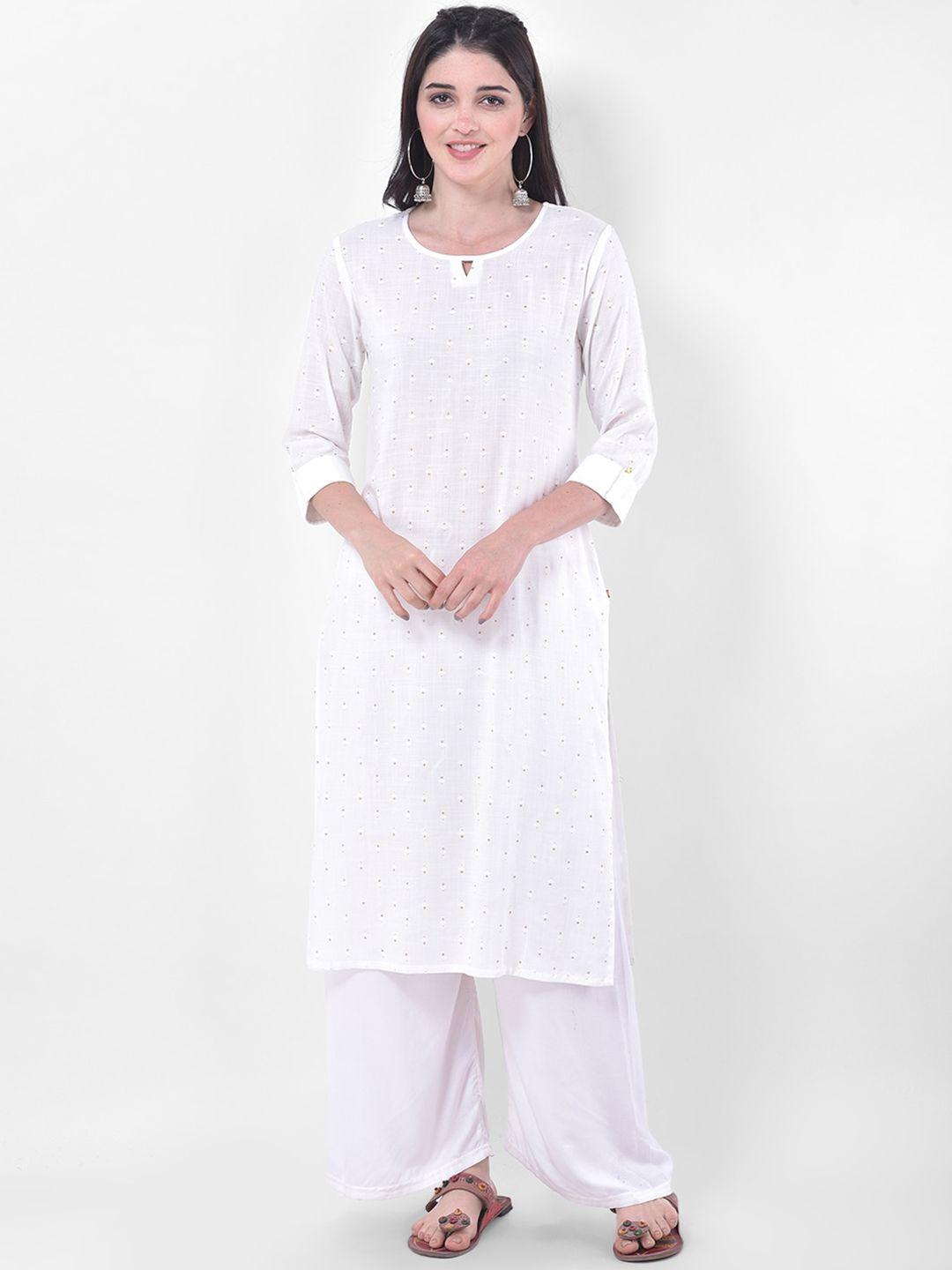 span ethnic motifs printed sequins pure cotton kurta